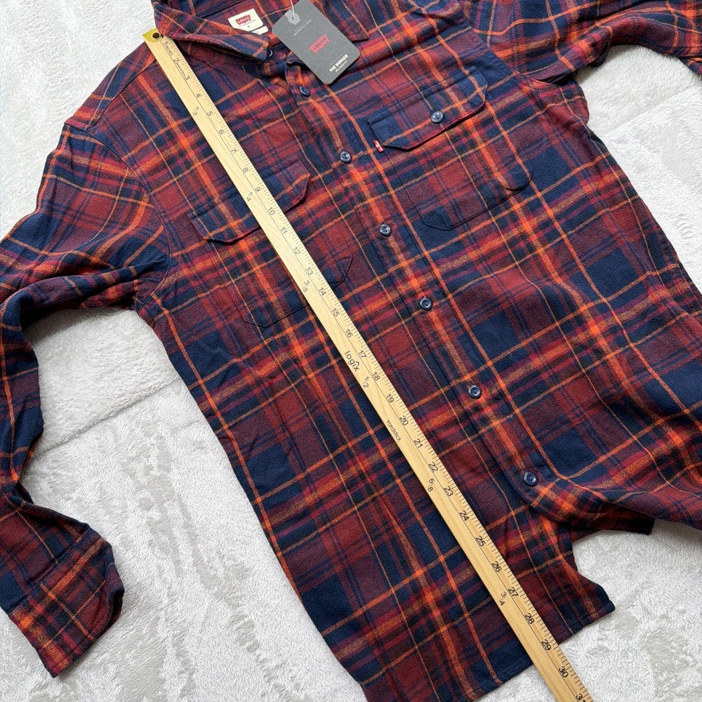 Levi's Men's Small Albemarle Long Sleeve Flannel Shirt Night Sky Soft Western - Picture 9 of 10
